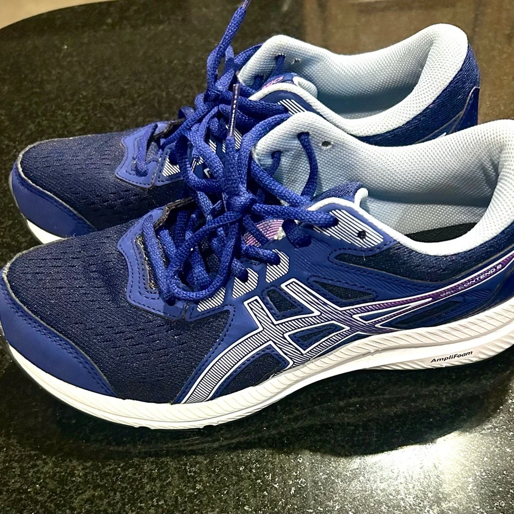 ASICS Women's Gel Contend 8 Navy and White Athletic Shoes Size 8.5 - Picture 1 of 7